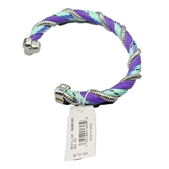 Kendra Scott Purple-Teal Hand Wrapped Rhodium Plated Adjustable Cuff Bracelet - Picture 3 of 3
